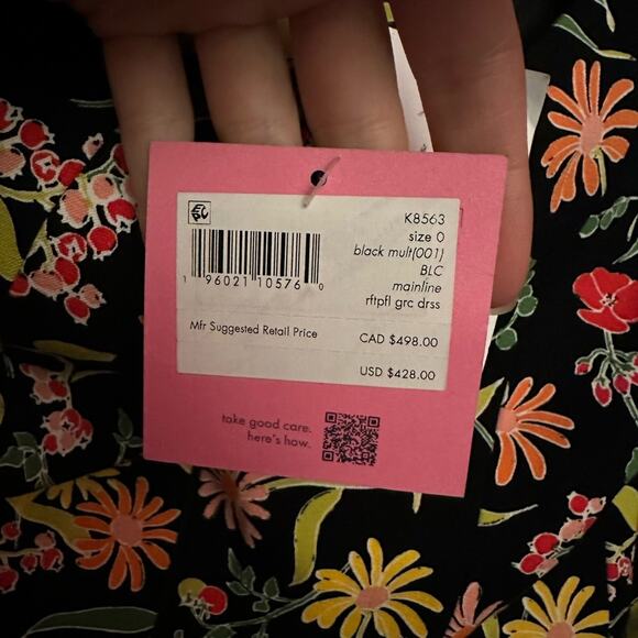Kate Spade NWT Black Floral Midi Dress - Picture 4 of 4